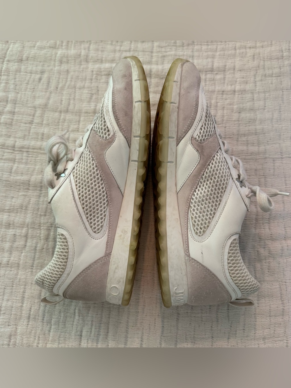 Jimmy Choo Java White Sneakers Size 43, US Size 11-11.5 Flawed* - Picture 2 of 9